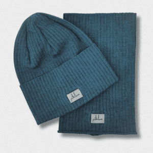 CAŁOROCZNA CZAPKA I KOMIN WEŁNIANY PETROL