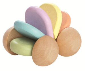 PASTELOWY DREWNIANY SAMOCHÓD GRZECHOTKA